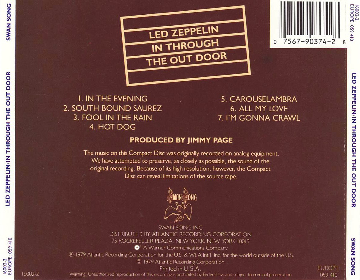 In Through The Out Door Album 1979